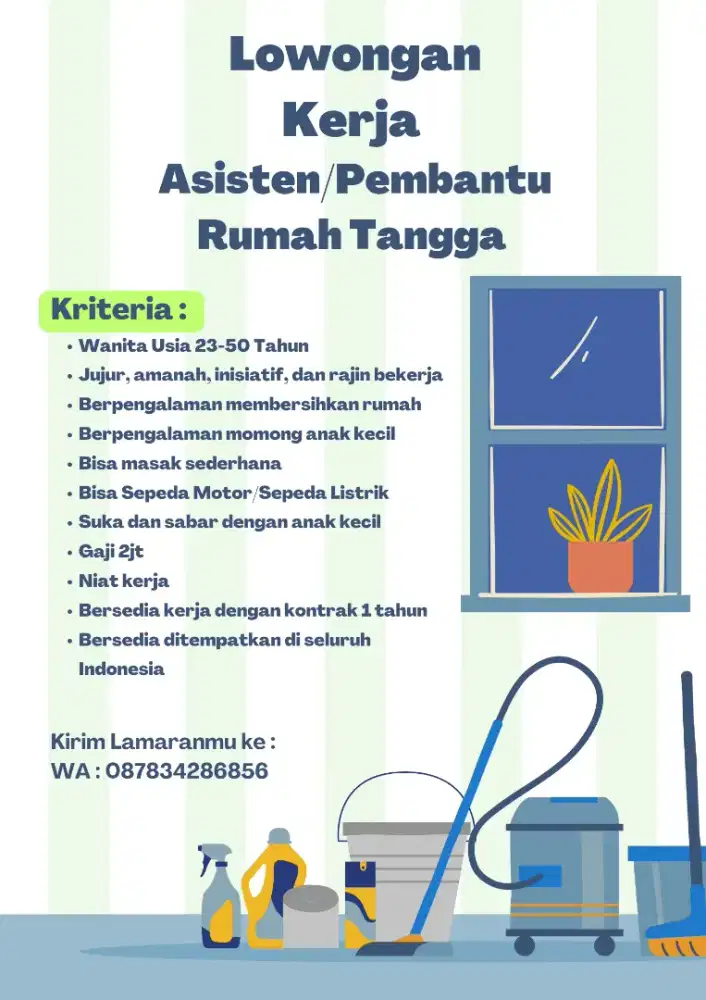 Loker ART/PRT penempatan Pulau Jawa dan luar Jawa