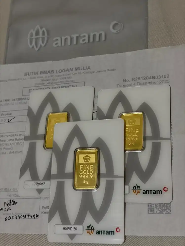 ANTAM 5 Gram 3 Keping baru beli hari ini