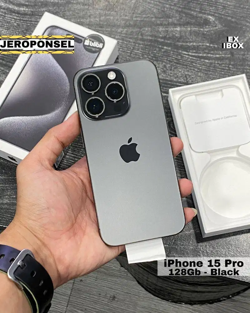 IPHONE 15 PRO 128GB BLACK TITANIUM EX IBOX MULUS ORIGINAL GARANSI