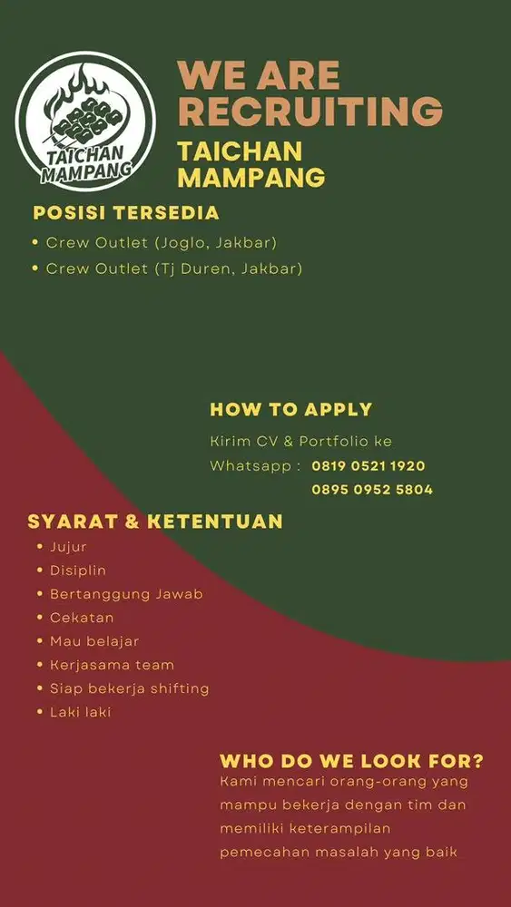 Loker Taichan Mampang