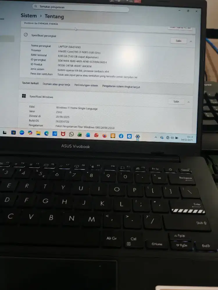 Asus VivoBook Go 14/15 e1404Ga 8/512Gb Garansi sd Agustus 2026