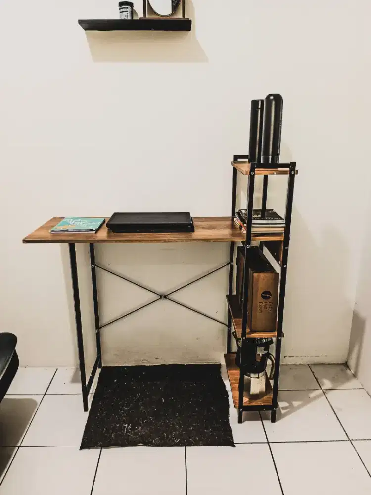 MEJA LAPTOP MINIMALIST AESTHETIC DENGAN RAK