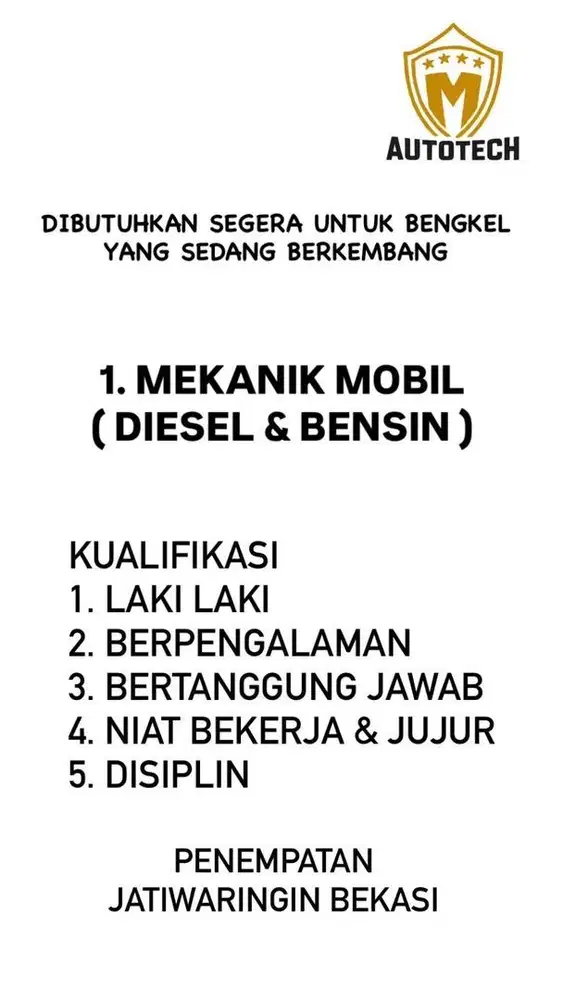 Mekanik ahli diesel & bensin