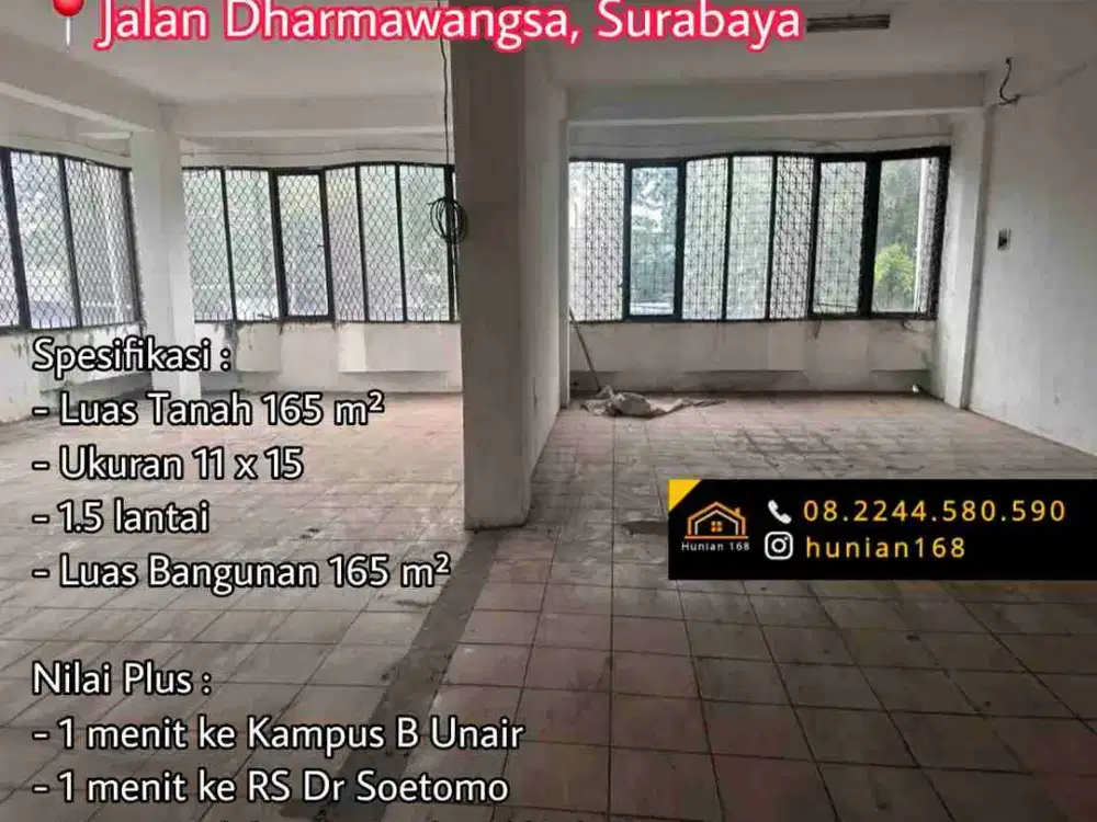 DIJUAL RUKO Jalan Dharmawangsa Dharmahusada Kertajaya Indah Ngagel Pucang Surabaya Pusat
