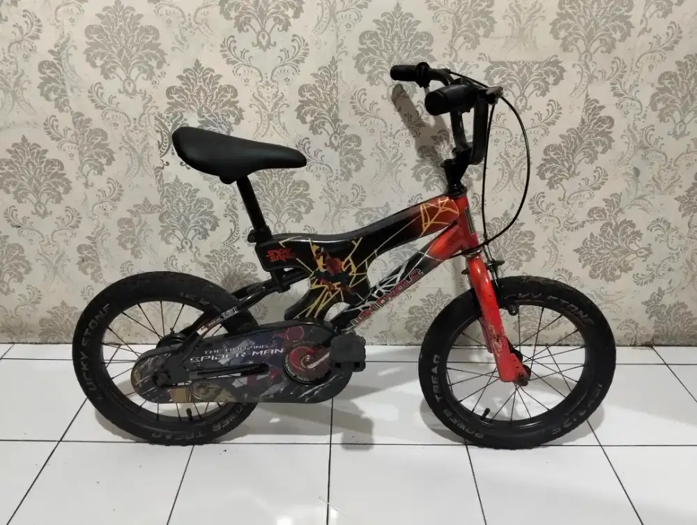 Wimcycle spiderman sepeda BMX anak ukuran 16 untuk umur 4-7 tahun