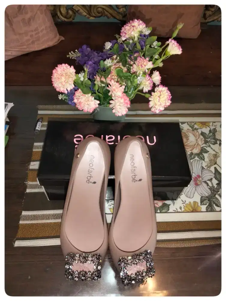 Sepatu jelly flatshoes neofarbe size 37 warna coffee