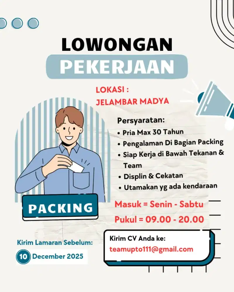 Lowongan Packing Wajib Berpengalaman