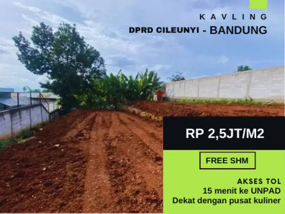 DAPATKAN KAVLING TERLUAS (156M²) DENGAN HARGA RP 390 JUTA! Sisa A2!