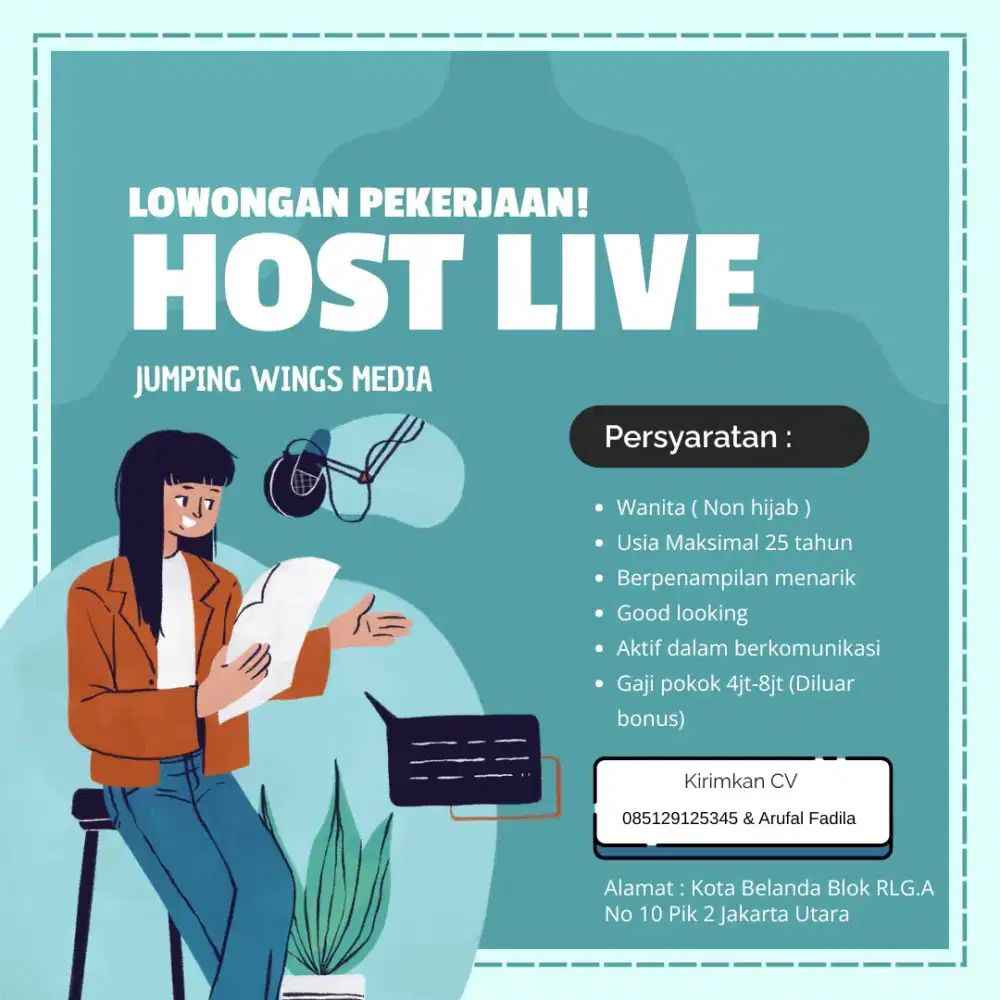 Dibutuhkan segera host live tiktok (perempuan)