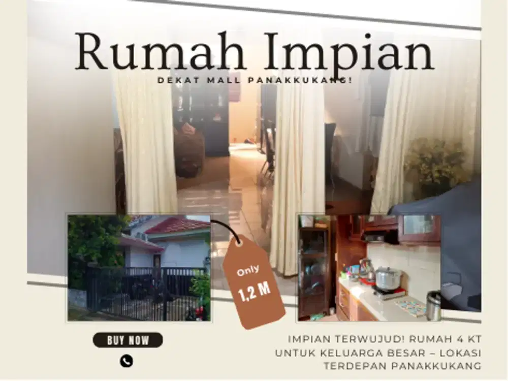 JAMINAN LOKASI! RUMAH KELUARGA 4 KT DI DEPAN PUSAT KERAMAIAN MAKASSAR
