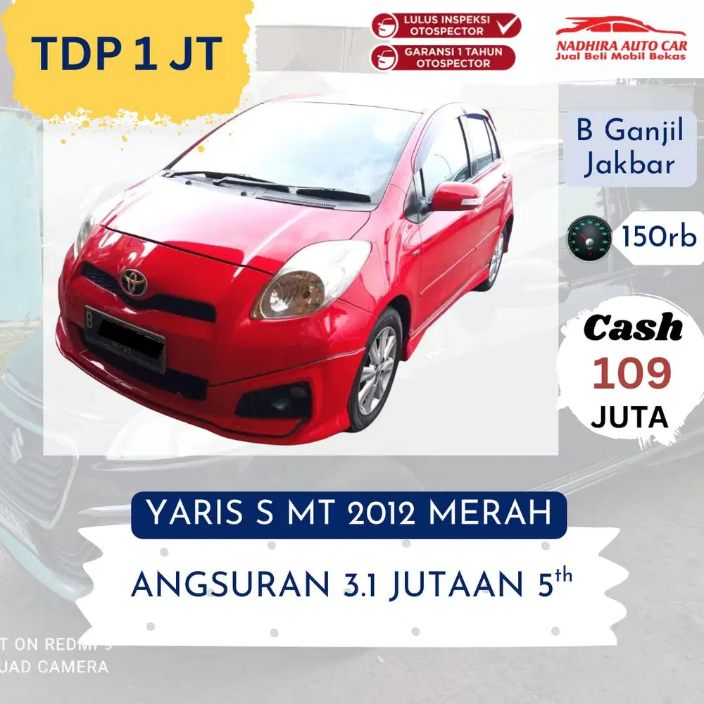 Promo DP Cuma 1 Juta Yaris S MT 2012 Merah