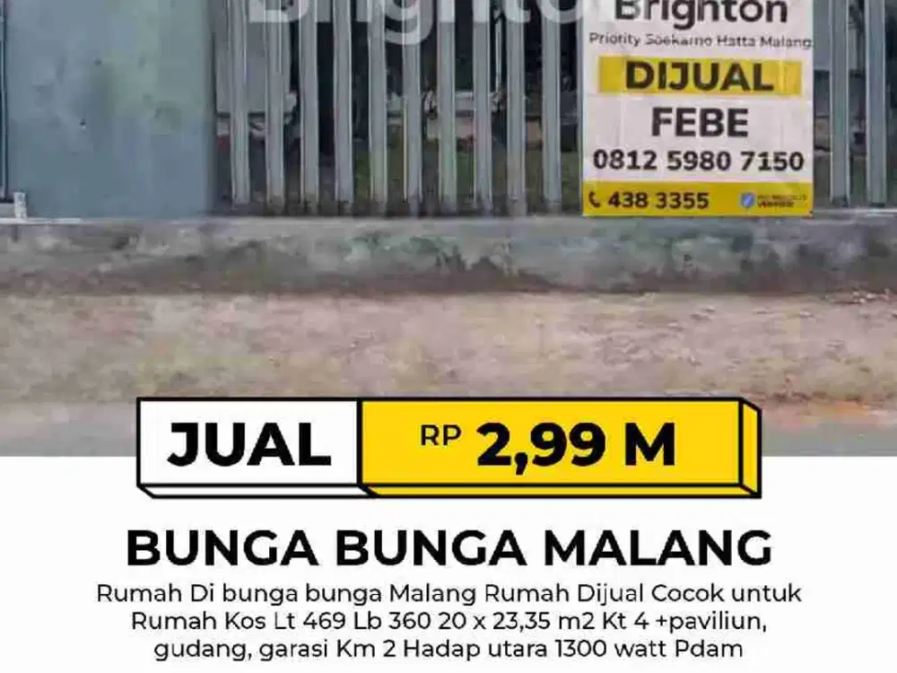 Rumah Di Bunga Bunga Lowokwaru Malang
