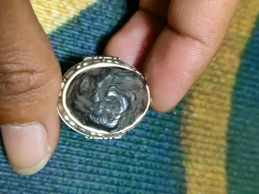 Batu akik natural badar besi selonatah nempel jarum