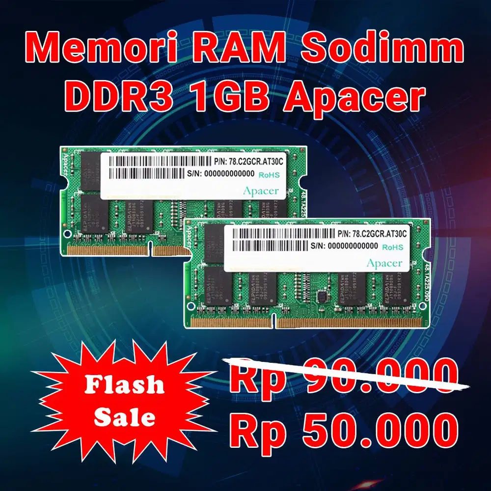 Flash Sale - Memori RAM Sodimm DDR3 1GB Apacer