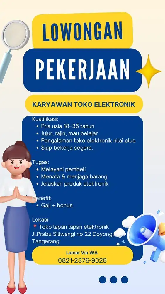 Lowongan Karyawan Toko Elektronik – Segera Dibutuhkan