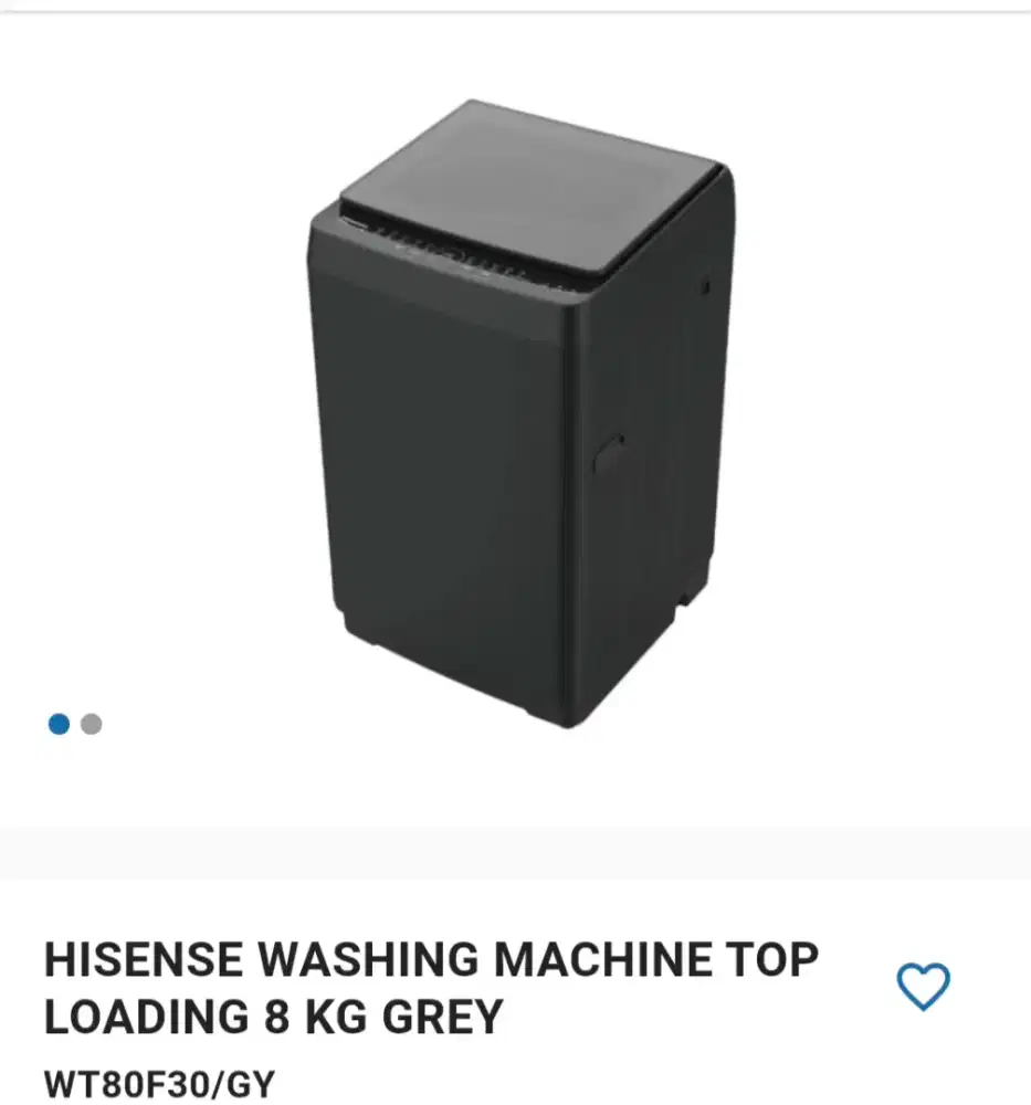 HISENSE WASHING MACHINE TOP LOADING 8KG GRAY