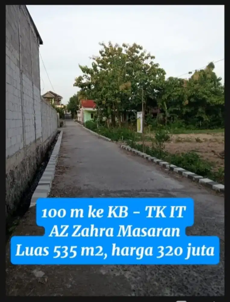 Tanah dekat TK IT AZ ZAHRA Masaran Sragen