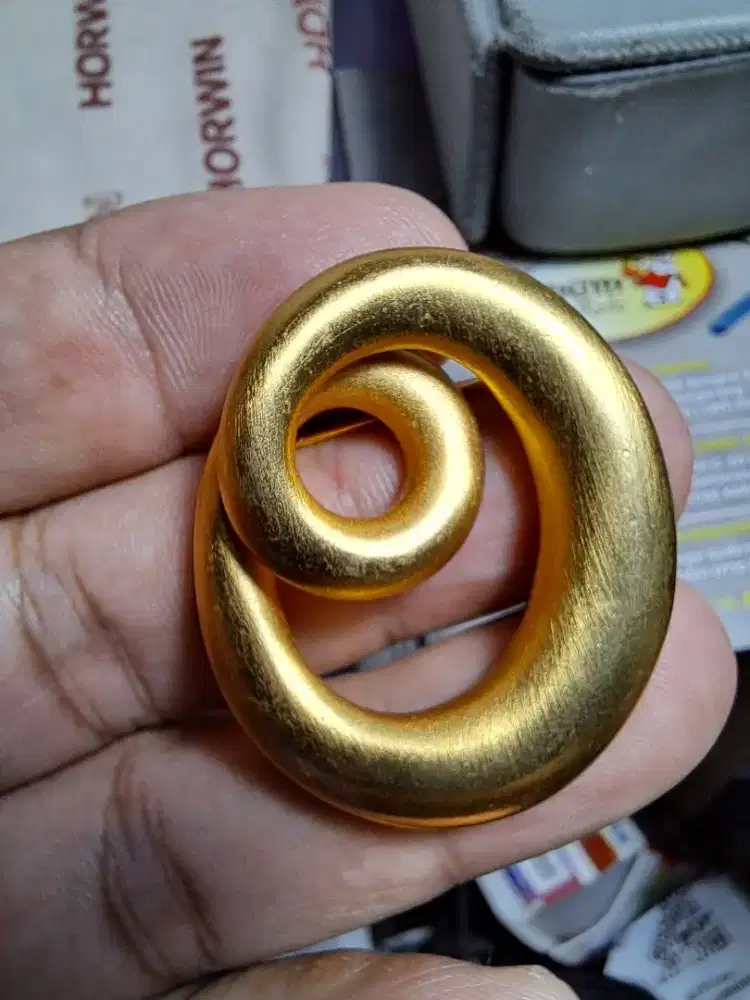 AK Anne Klein Goldtone Oval Brooch