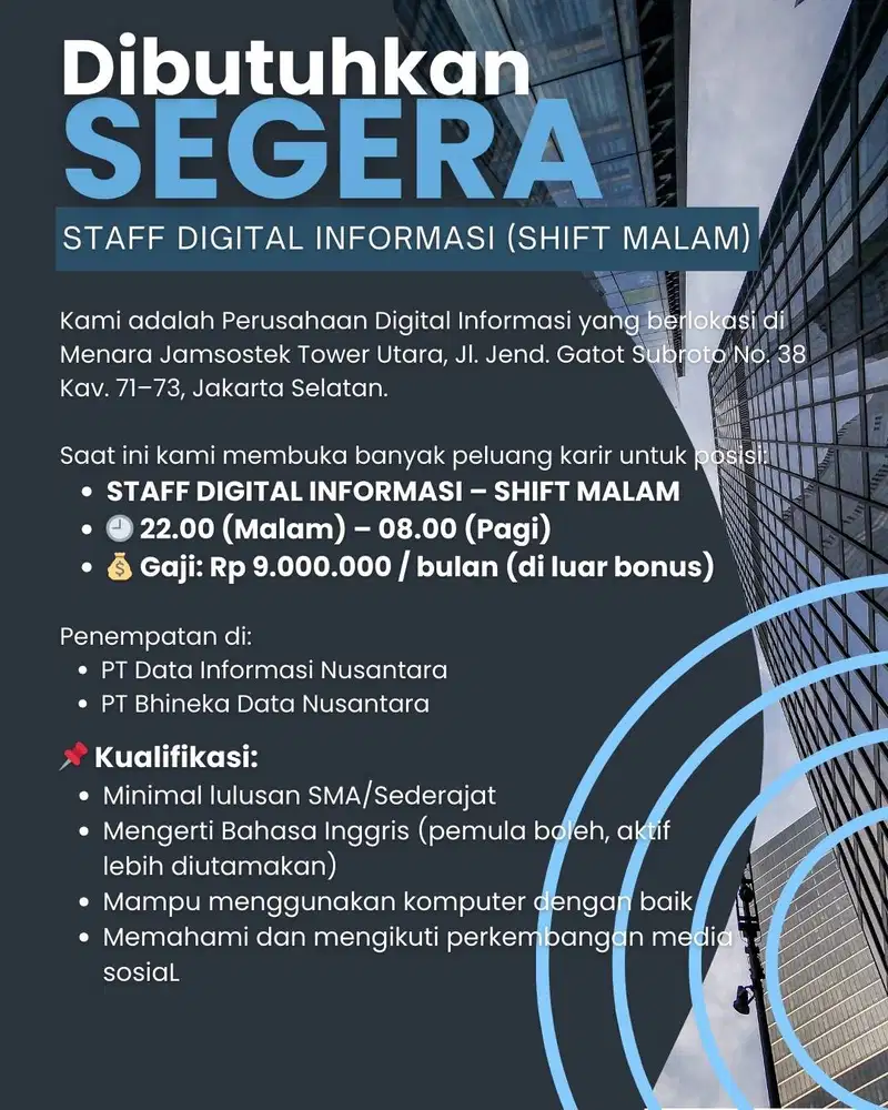 STAFF DIGITAL INFORMASI (SHIFT MALAM)