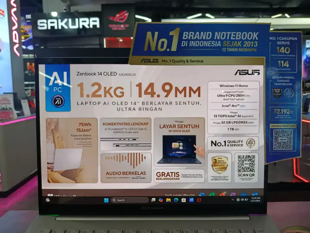 Asus Zenbook 14 OLED Laptop Premium Terbaru dengan Performa Copilot+PC