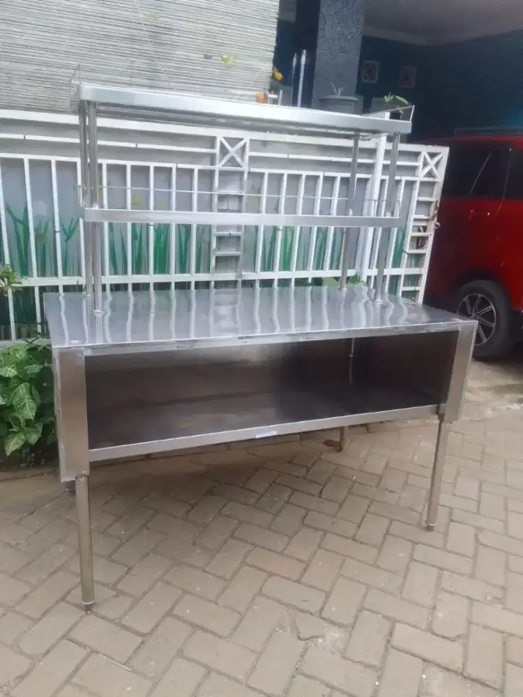 Meja 2susun semi cabinet 145x75x85 upershlef 120x30x70,Stok 2unit