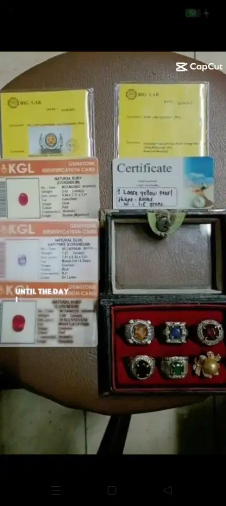 Dijual murah cincin perak dgn permata ada memo sertifikatnya