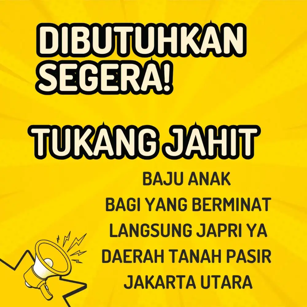 LOWONGAN TUKANG JAHIT BAJU ANAK