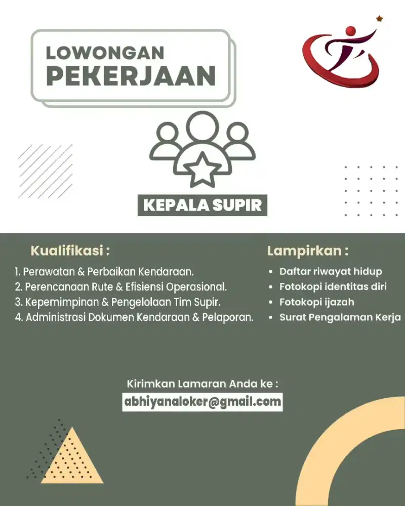 Dibutuhkan kepala supir
