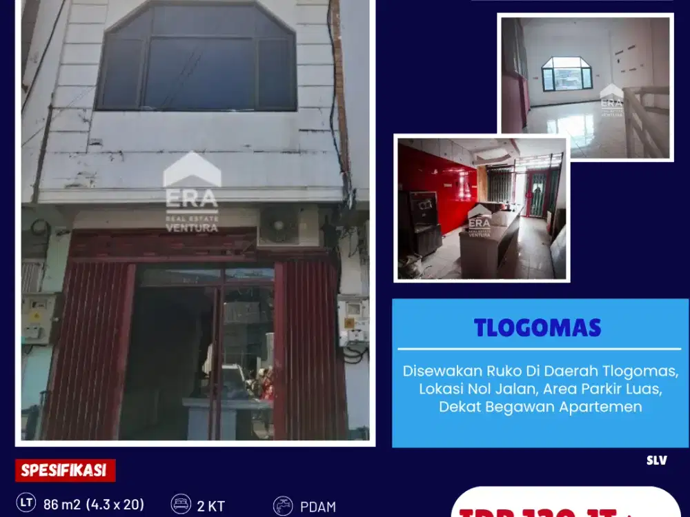 Ruko Di Tlogomas, Lokasi Nol Jalan, Dekat Begawan Apartemen