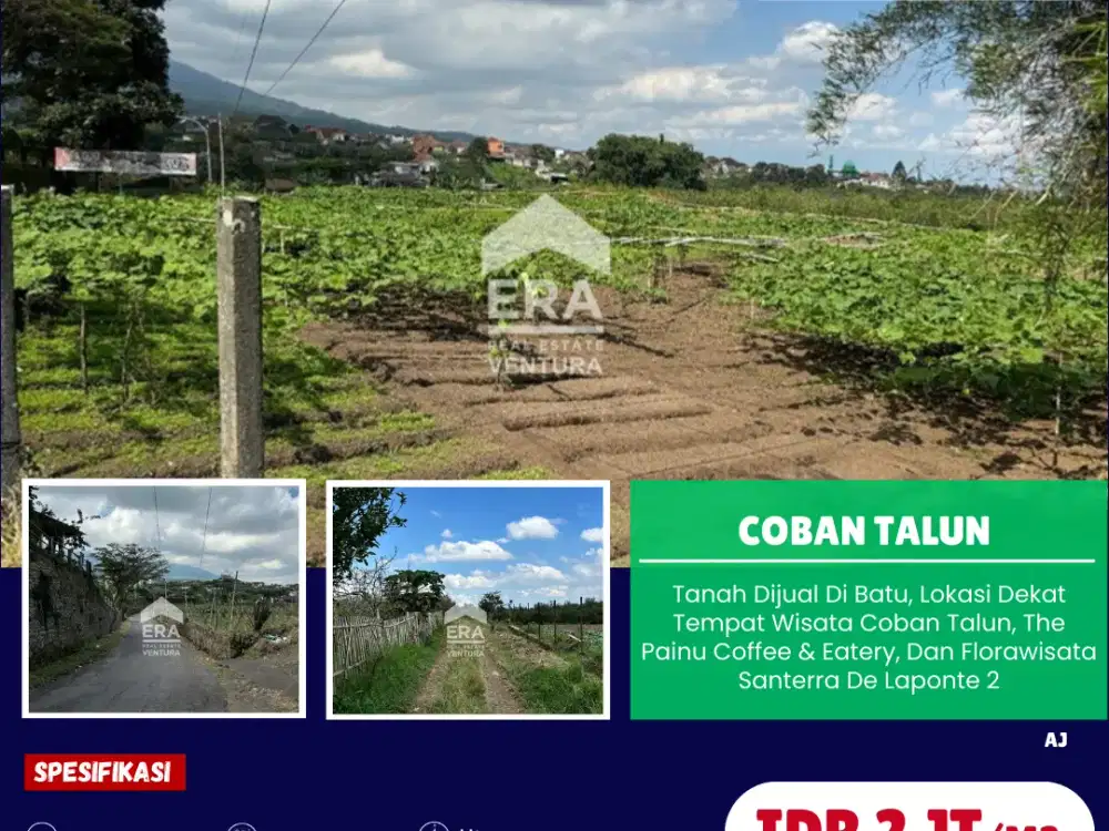 Tanah Dijual Di Batu, Lokasi Dekat Tempat Wisata Coban Talun