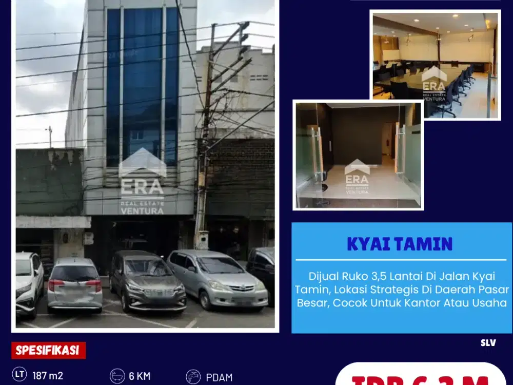 Dijual Ruko 3,5 Lantai Di Jalan Kyai Tamin, Lokasi Daerah Pasar Besar