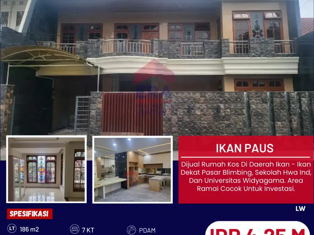 Dijual Rumah Kos Di Daerah Ikan - Ikan Dekat Pasar Blimbing