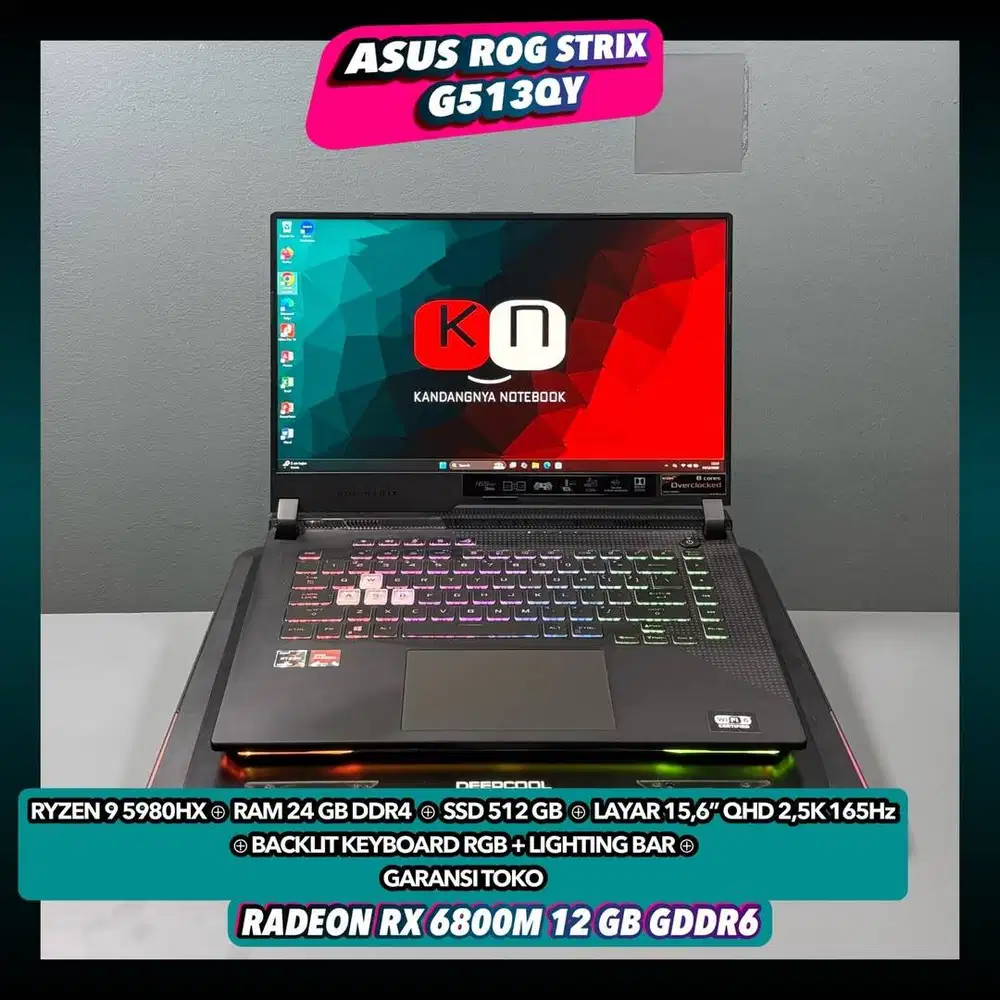 Laptop Asus Rog Strix G513QY Ryzen 9 5980HX RX6800M 12GB Ram 24/512GB