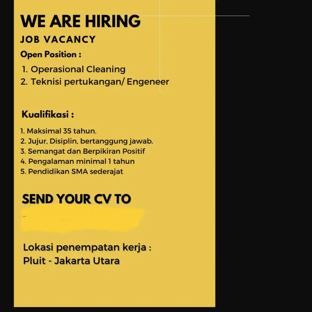 Lowongan Kerja Cleaning Service Office Boy dan Tukang Rumah Tangga