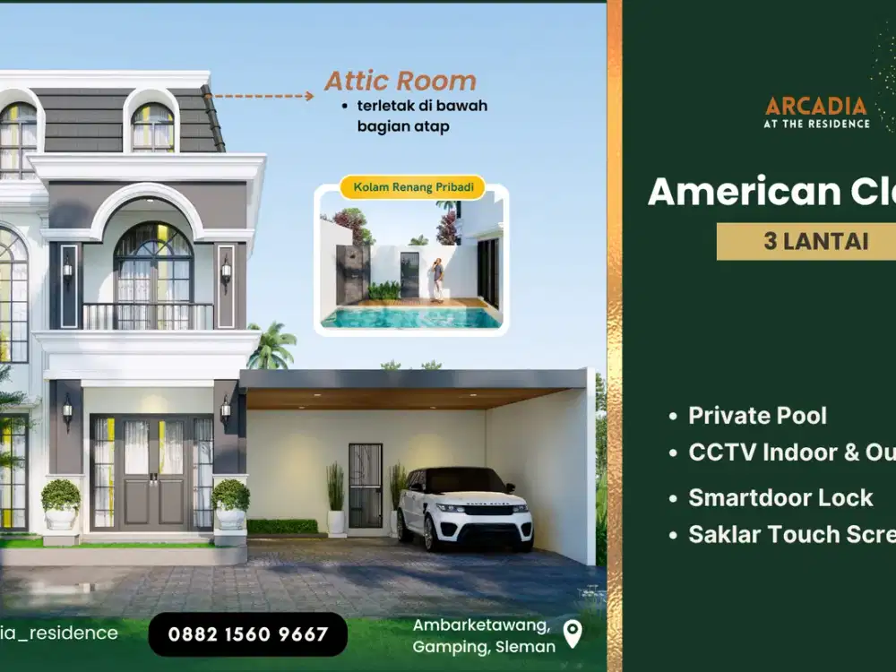 Rumah Mewah Yogyakarta 3 lantai Dengan Private Pool Belakang SPBU Gamping