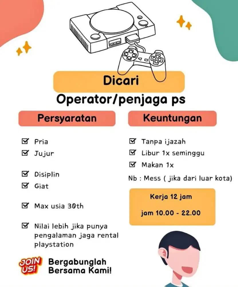 Lowongan Pekerjaan Operator Jaga Rental Playstation Kediri