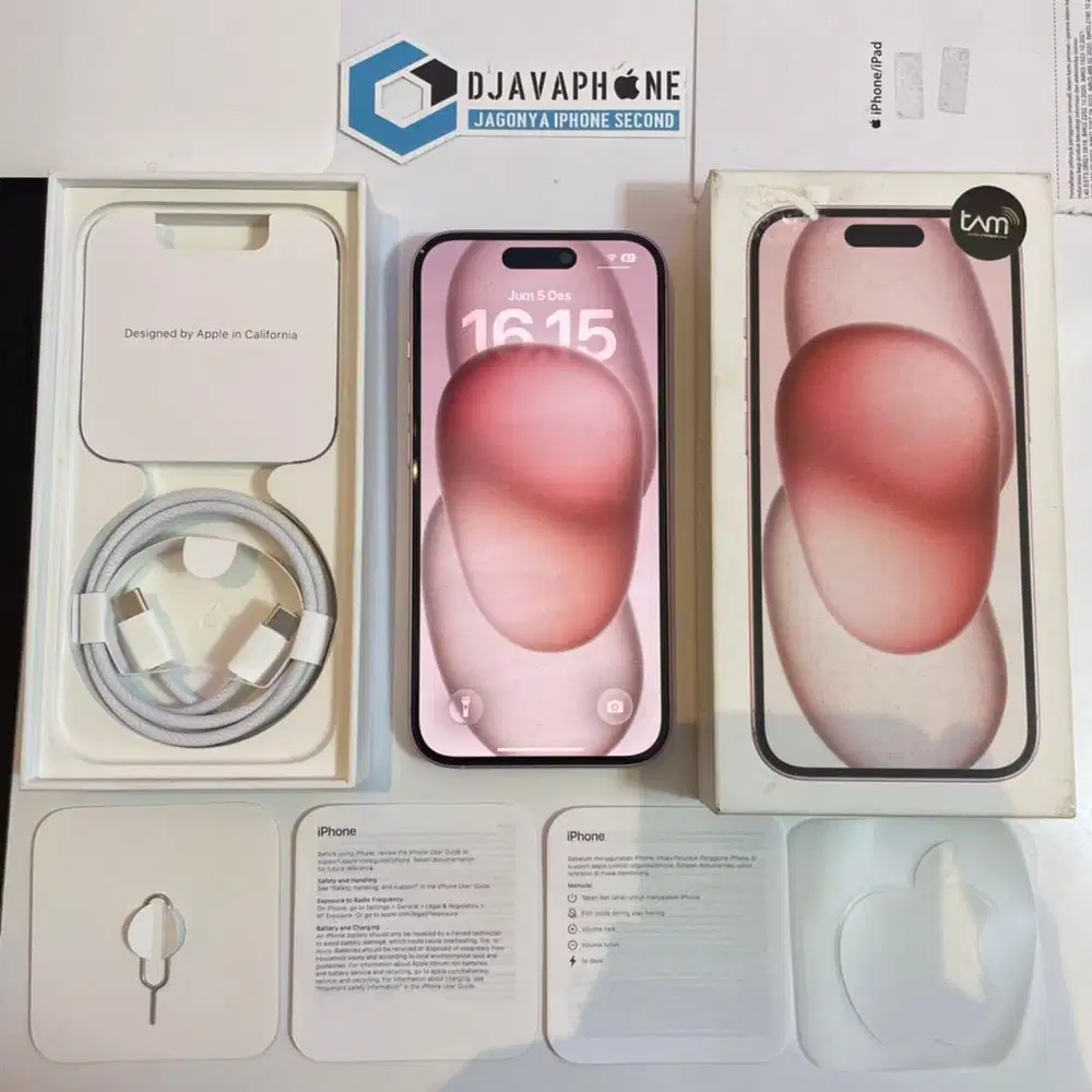 iPhone 15 Pink 128GB BH 96% Garansi Resmi iBox 25 Maret 2026