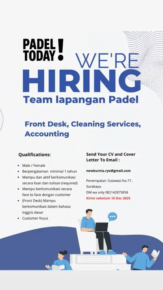 Lowongan Frontdesk, Cleaning service, dan Accounting Bisa Segera Mail