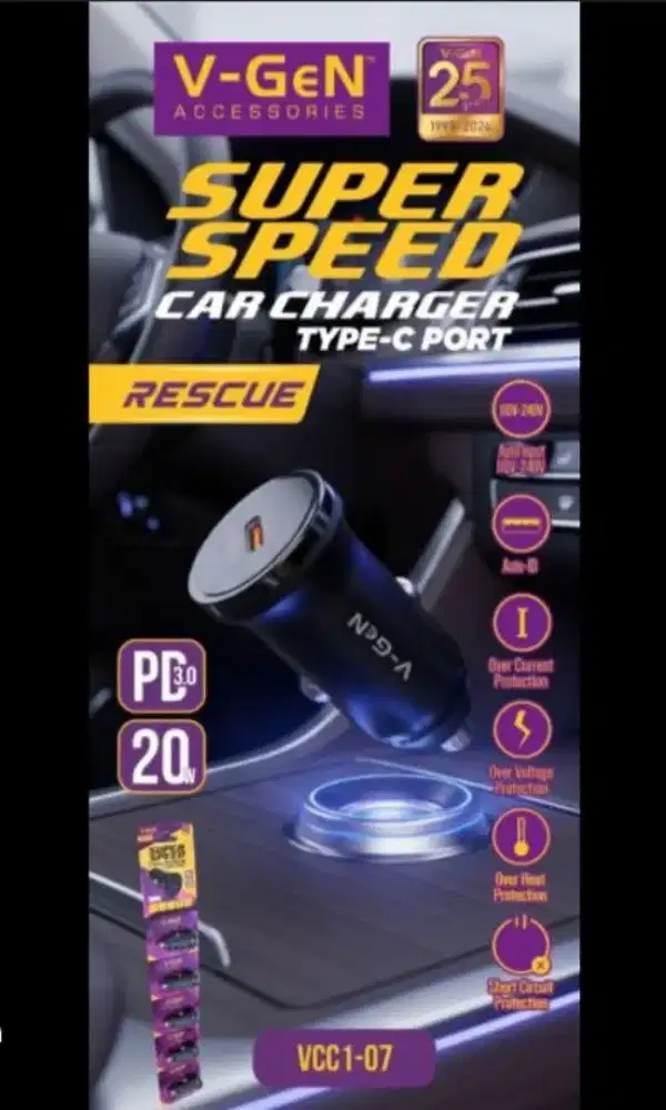 Vgen VCC1-07 SUPER SPEED CAR CHARGER TYPE C