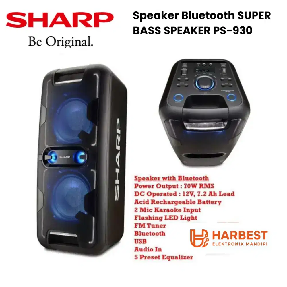 SHARP SPEAKER BLUETOOTH Standing USB FM RADIO PS-930 SOUND BASS POWER