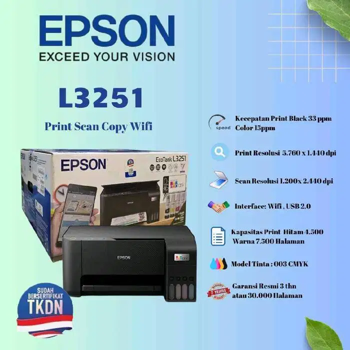 Printer Ecotank EPSON L3250 / L3251 (Print, Scan, Wifi)