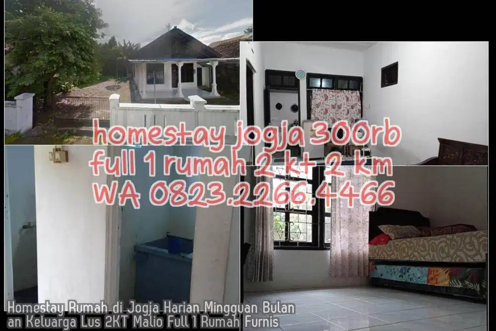 Homestay Rumah di Jogja Harian Mingguan Bulanan Keluarga Lus 2KT Malio