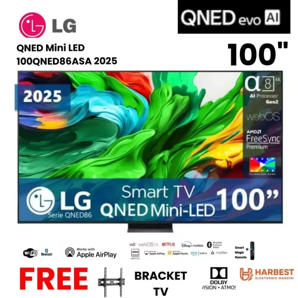 LG QNED Smart TV 4K 100 Inci LG QNED EVO AI QNED86A 2025 GARANSI RESMI