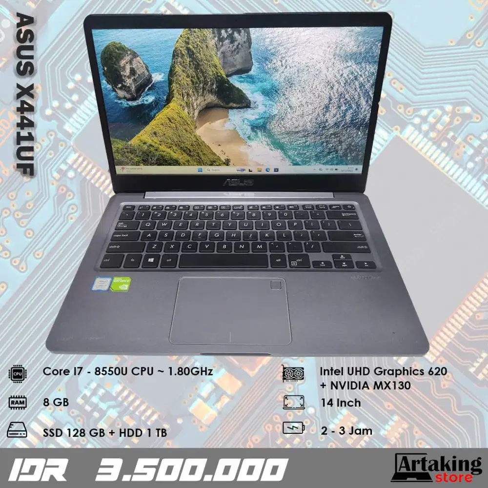 Asus X441UF - Core i7 - Gen 8 th - Ram 8 GB - Sudah SSD