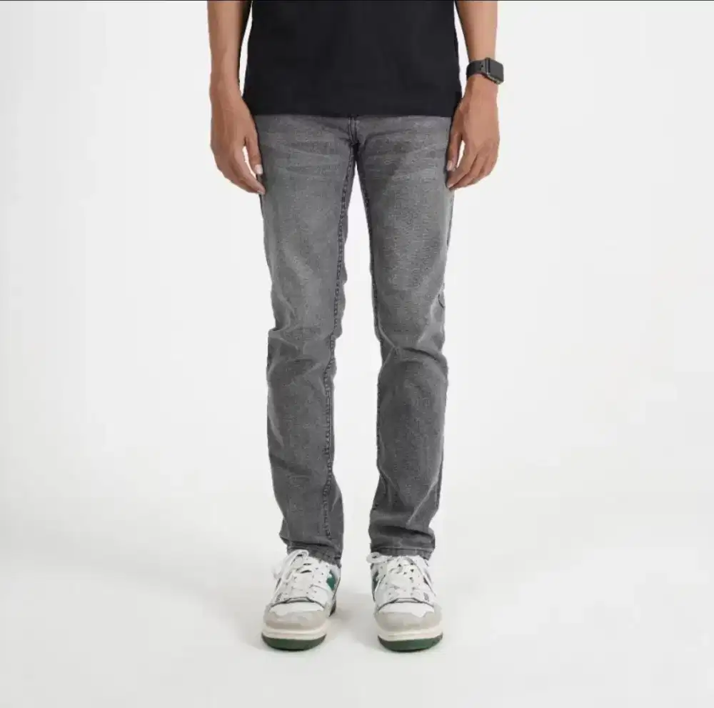 Celana jeans panjang fairgoods wisker grey slim fit