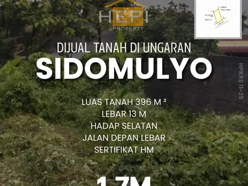 Dijual Tanah cocok untuk kos-kosan di Sidomulyo Ungaran