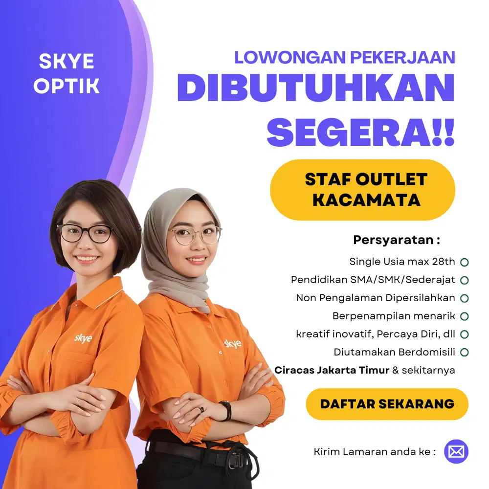 2 orang staff Outlet (khusus wanita) domisili jakarta timur