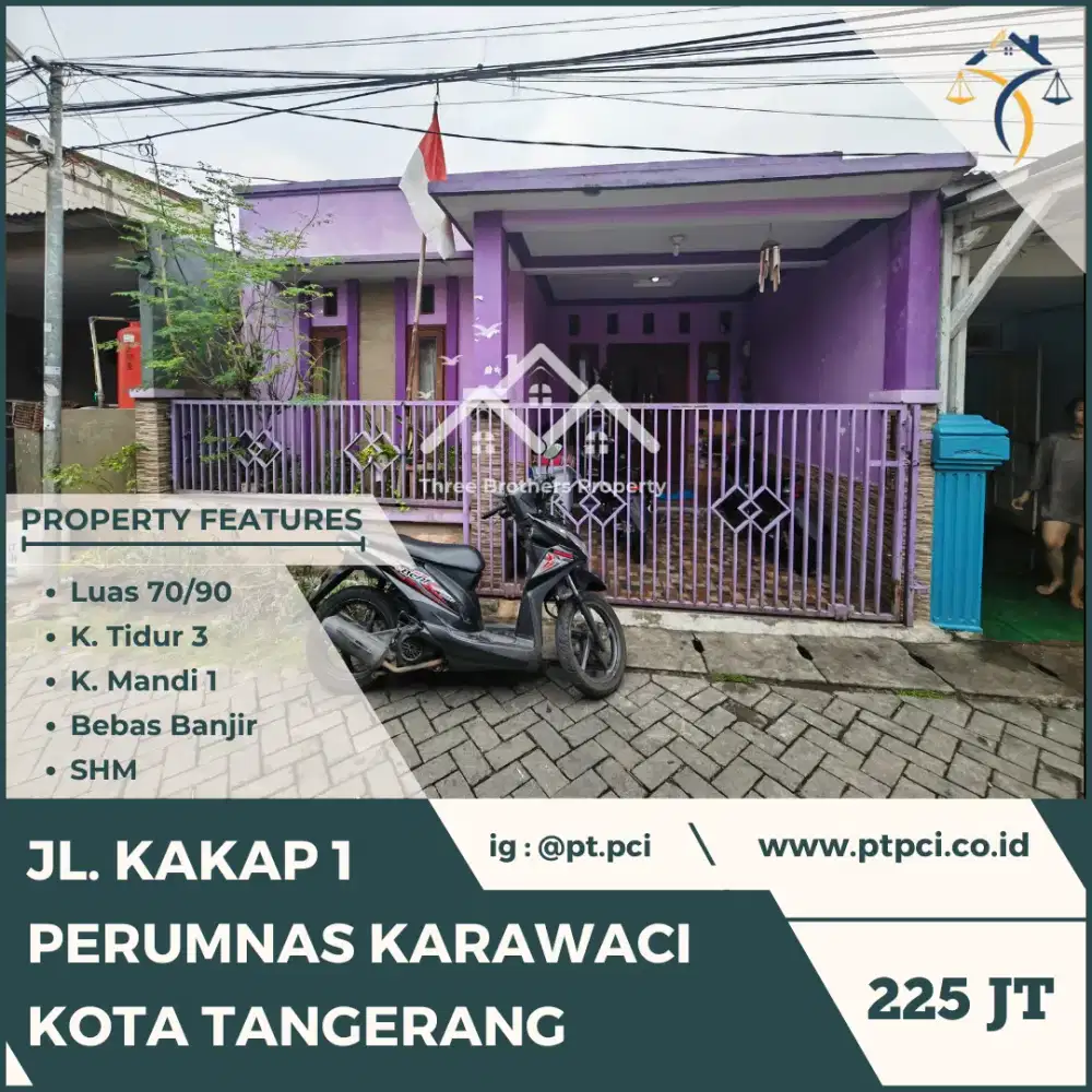 DIJUAL RUMAH DI JL. KAKAP 1 PERUMNAS KARAWACI TANGERANG - VIA CESSIE