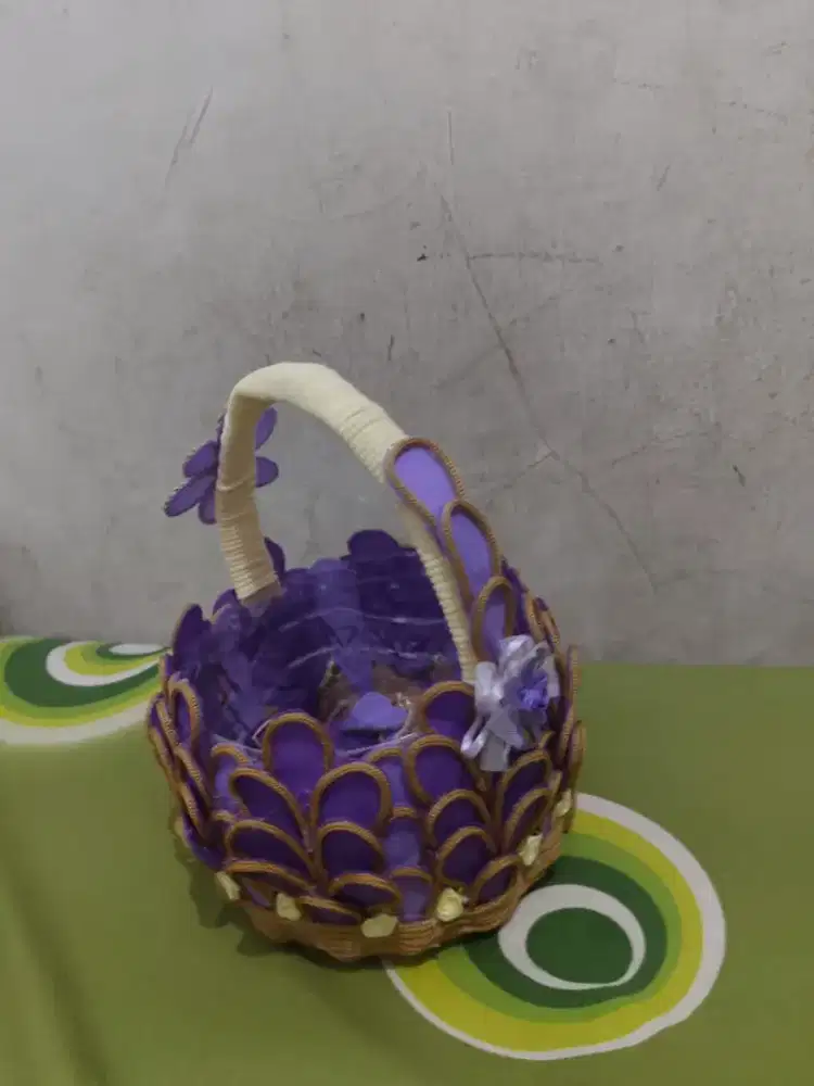 Keranjang Mini Ungu Bermotif Kelopak Bunga