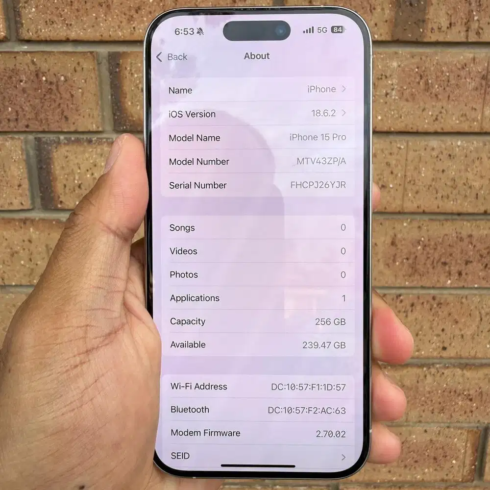 iPhone 15 Pro 256GB White Titanium BH 90% IMEI Terdaftar Beacukai